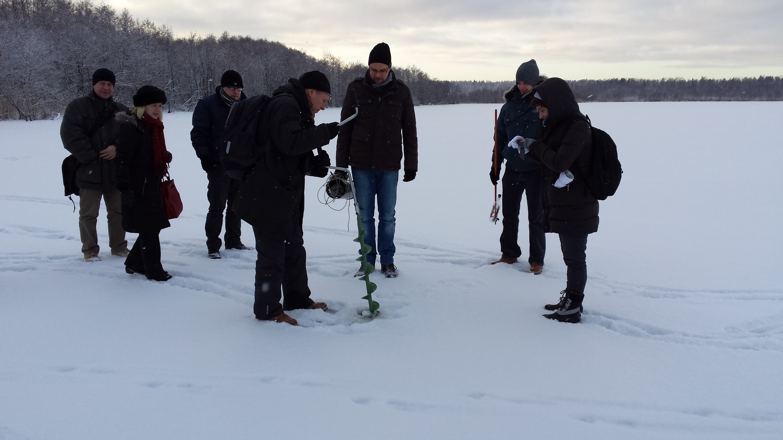 Taking a water sample using an ice-auger! You're not in County Mayo any more.